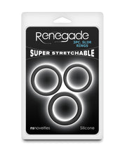 Cargue la imagen en el visor de la galería, Renegade Stretchable Silicone Cock Ring Set - Black, 3 Piece
