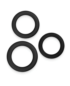 Renegade Stretchable Silicone Cock Ring Set - Black, 3 Piece