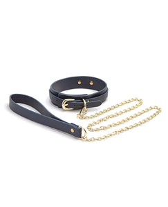 Bondage Couture Luxe Vinyl Collar and Leash - Azure