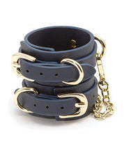 Load image into Gallery viewer, Couture Blue Vinyl Wrist Cuff for Bondage Enthusiasts
