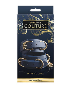 Cuff de Vinil Azul de Alta Costura para Entusiastas de Bondage