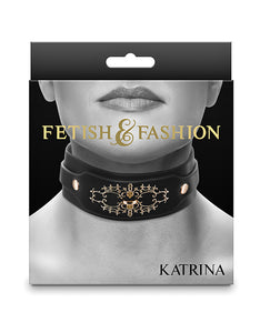 Katrina Adjustable Collar with Golden Accents - Black Elegance