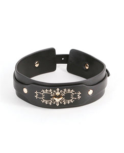 Katrina Adjustable Collar with Golden Accents - Black Elegance