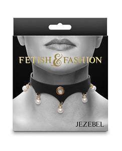 Jezebel Schwarzes Halsband mit goldenen Akzenten und Perlen Mode