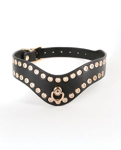 Elegant Kali Collar - Black With Gold Studs For Style