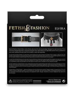 Seductive Elvira Bondage Collar Black with Ruby Charm