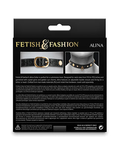 Alina Crystal-Embellished Submissive Collar Black Accessory