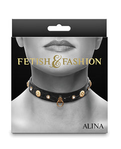 Alina Crystal-Embellished Submissive Collar Black Accessory