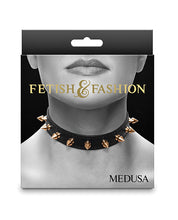 Load image into Gallery viewer, Studded Medusa Fetish Collar - Black for Doms and Subs
