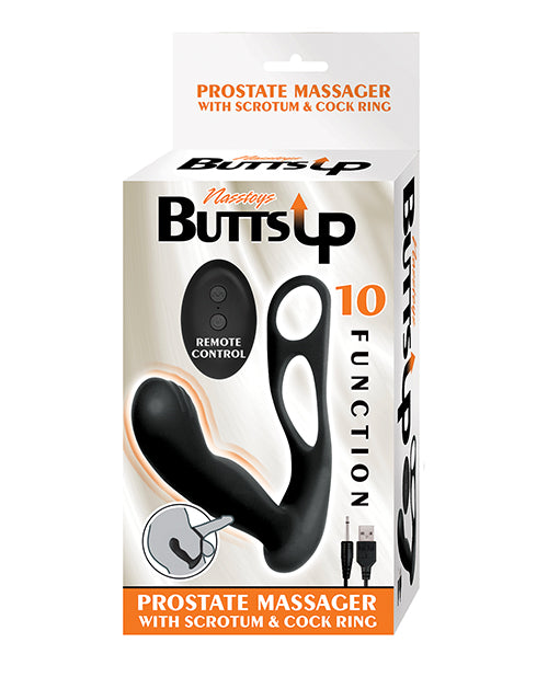 Butts Up Prostate Massager med Pung & Cockring - Svart