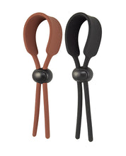 Lataa kuva gallerian katseluohjelmaan, Adjustable Silicone Cock Rings - Dual Color Brown/Black
