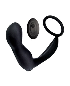 Plug anal contourné Ass-station avec télécommande - Noir