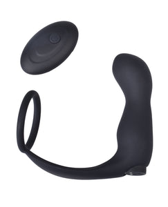 Plug anal contourné Ass-station avec télécommande - Noir