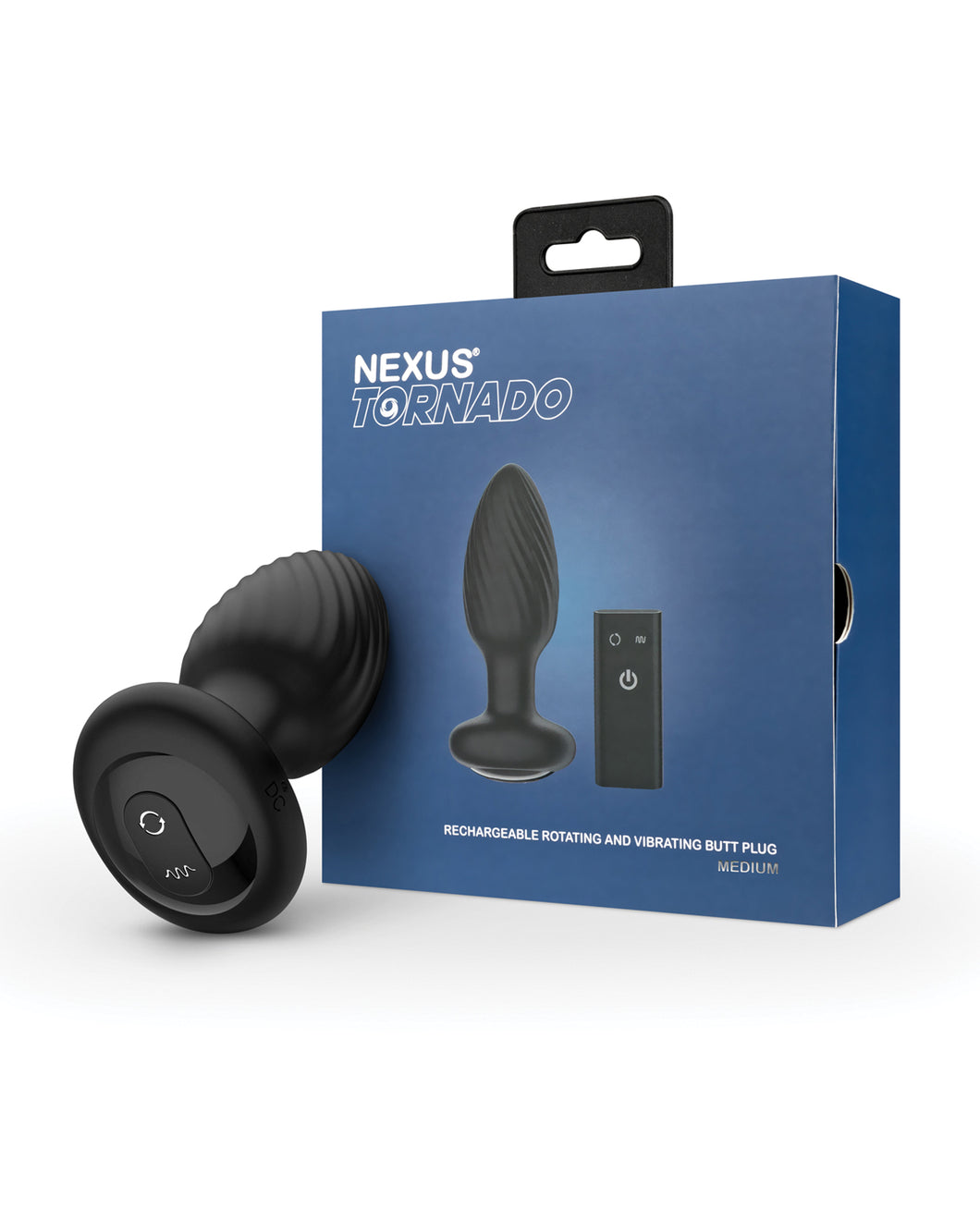 Nexus Tornado Roterende & Vibrerende Medium Butt Plug m/fjernbetjening - Sort