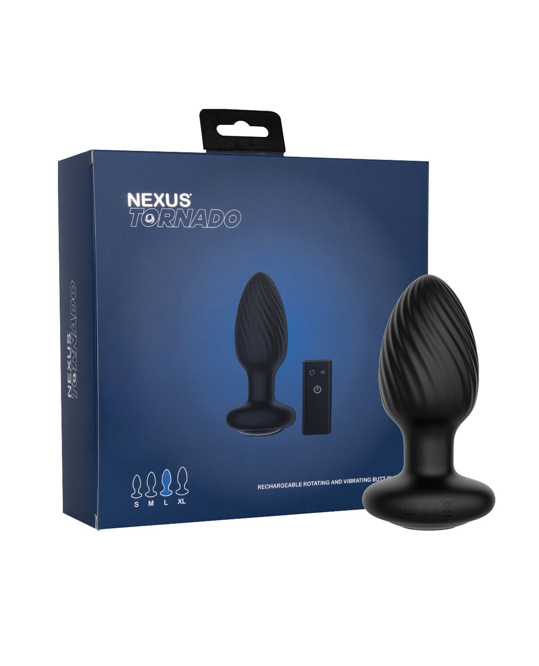 Nexus Tornado Plug Anal Grande Giratorio y Vibrador con Control Remoto - Negro