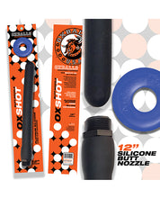 Load image into Gallery viewer, Oxballs Oxshot 12&quot; Flexible Silicone Butt Nozzle with Cockring - Black/Blue
