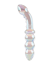 Carregue a imagem no visualizador da Galeria, Playboy Jewels Double Glass Dildo with Textured Shaft &amp; Anal Beads - Clear
