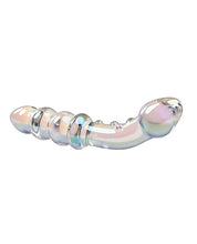 Carregue a imagem no visualizador da Galeria, Playboy Jewels Double Glass Dildo with Textured Shaft &amp; Anal Beads - Clear
