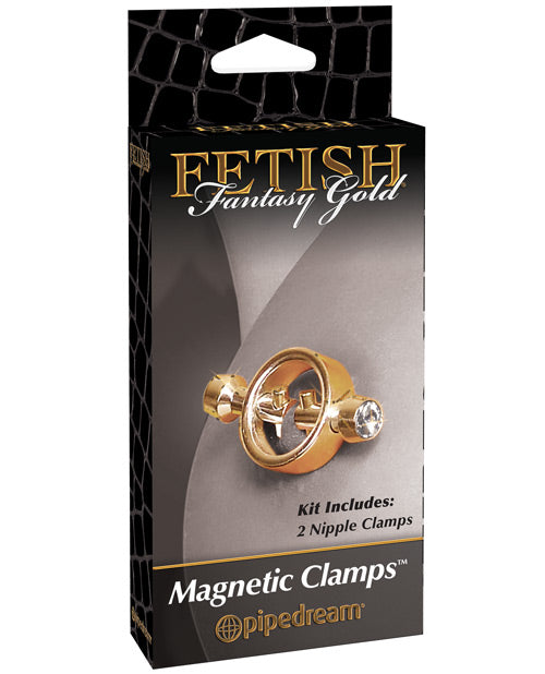 Luxurious Magnetic Nipple Clamps With Jeweled Design Gold