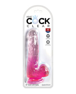 King Cock 10" Clear Penis with Balls - Purple