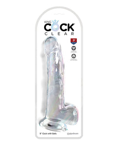 King Cock 10" Klarer Penis mit Hoden - Lila