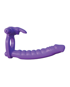 Coelho de Dupla Penetração de Silicone com Anel Vibratório Roxo