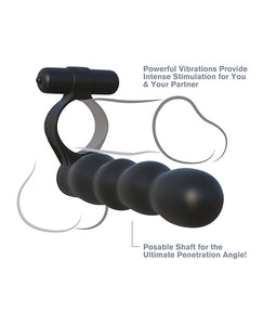 Posable Partner Dual Pleasure C-Ring - Black For Couples