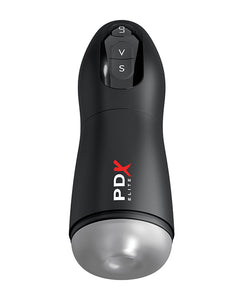 PDX Elite Pleasure Sucker Vibrating Stroker - Frosted/Sort