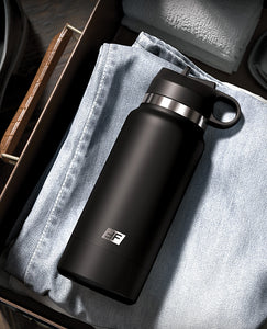 Discreet Adventure Stroker - Frosted/Black Fap Flask