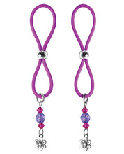 Load image into Gallery viewer, Purple Flower Charm Nipple Halos by Bijoux de Nip Elegance
