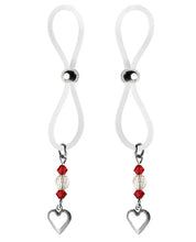 Load image into Gallery viewer, Red/Clear Heart Charm Nipple Halos by Bijoux de Nip
