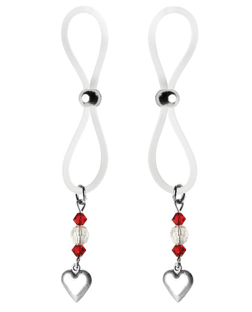 Red/Clear Heart Charm Nipple Halos by Bijoux de Nip