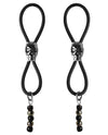 Black Skull Slider Nipple Halos - Bijoux de Nip Noir Argent