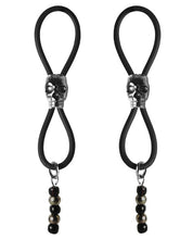 Load image into Gallery viewer, Black Skull Slider Nipple Halos - Bijoux de Nip Black Silver
