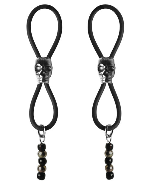 Black Skull Slider Nipple Halos - Bijoux de Nip Black/Silver