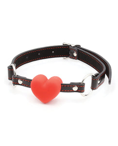 Hart-Liefde PVC en Siliconen Ball Gag met Rode Harten - Zwart