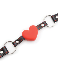 Heart-Loved PVC and Silicone Ball Gag with Red Hearts Black