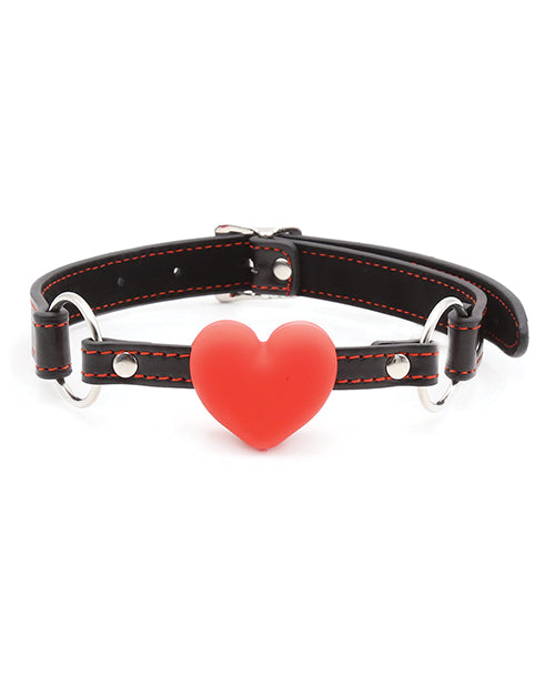 Hart-Liefde PVC en Siliconen Ball Gag met Rode Harten - Zwart