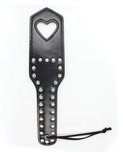 Load image into Gallery viewer, Heart-Cut Studded Spanking Paddle - Black for Couples
