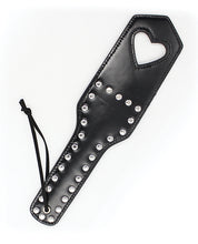 Load image into Gallery viewer, Heart-Cut Studded Spanking Paddle - Black for Couples
