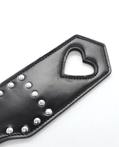 Heart-Cut Studded Spanking Paddle - Black for Couples