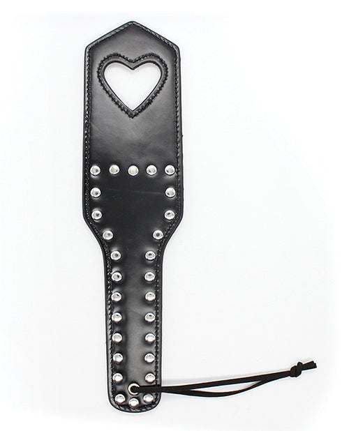 Heart-Cut Studded Spanking Paddle - Black for Couples