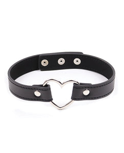 Plesur Veganskt Läder Hjärta Charm Choker - Svart Accessoar