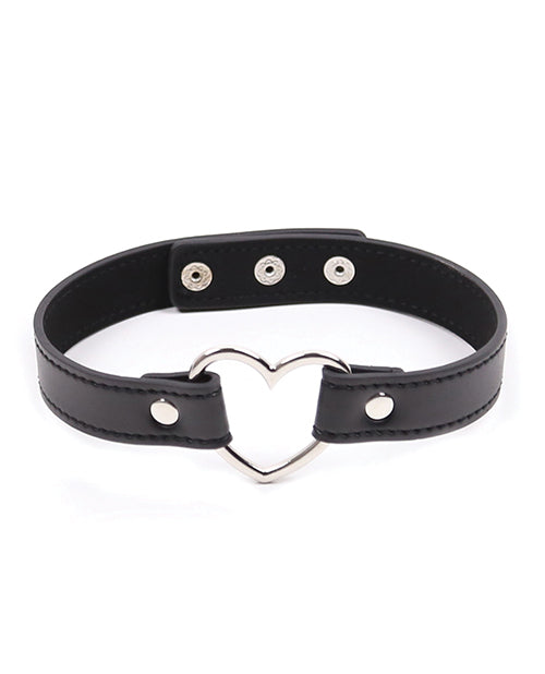 Plesur Veganes Leder Herz Charm Choker - Schwarzes Accessoire