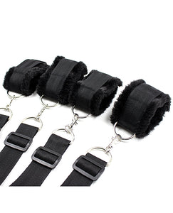 Set de lenjerie de pat Plesur Plush Bondage - Kit Negru de Miezul Nopții