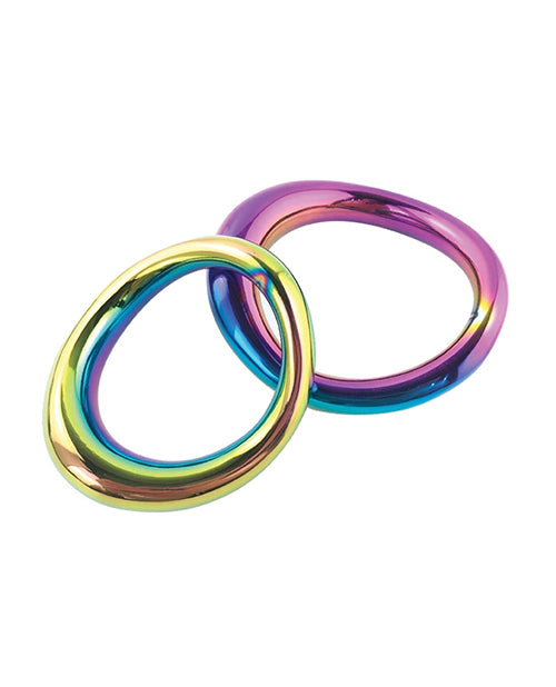 Stainless Steel Rainbow Cock Ring - 1.75