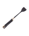 Plesur 12 Inch PU Leather Riding Crop Black Gold Accents