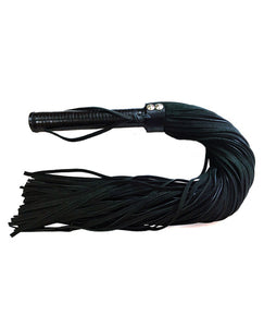 Luxury Leather Flogger with Suede Tails - Black