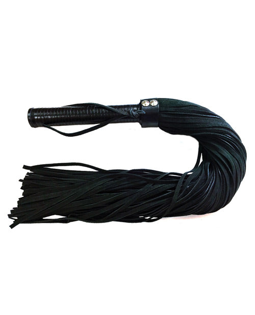 Flogger din piele de lux cu cozi din suede, negru