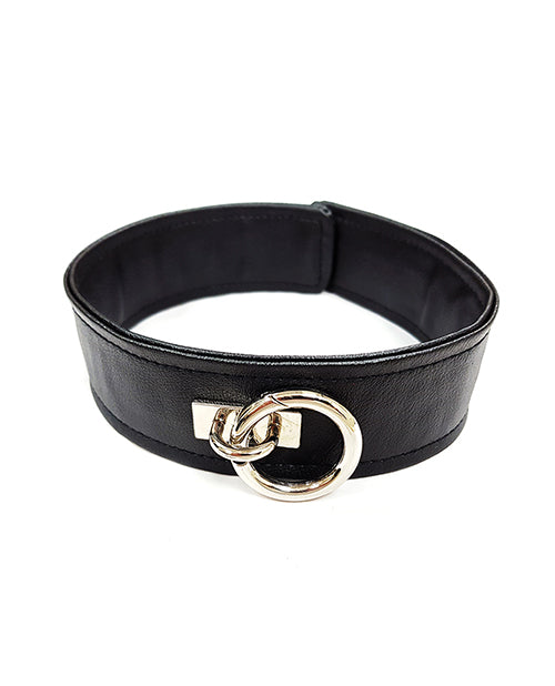 Veganläder BDSM-halsband med D-ring svart tillbehör